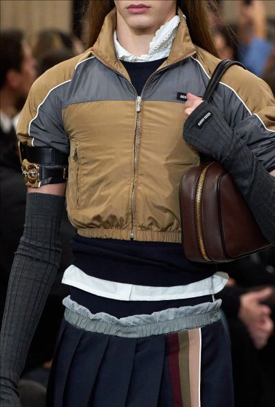 Miu Miu S/S 2025 Ribbed Silk Fingerless Gloves - 2