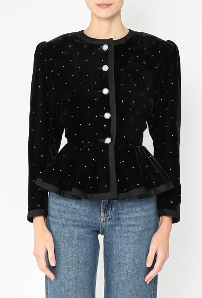 Saint Laurent 1986 Velvet Embellished Peplum Jacket - 1 Saint Laurent 1986 Velvet Embellished Peplum Jacket - 1