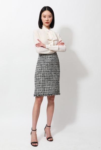 Chanel Timeless Tweed Fringe Trim Skirt - 1