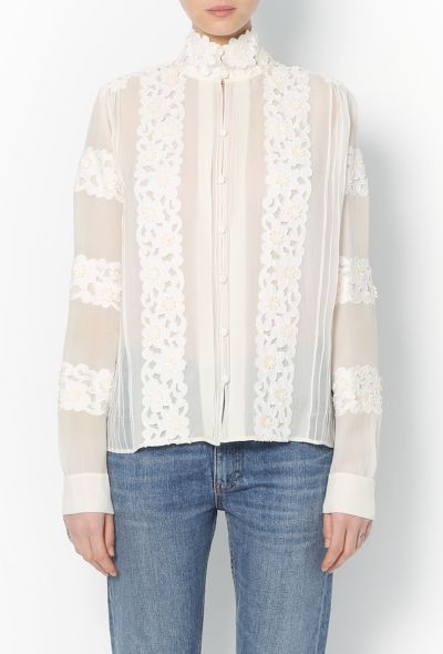 Chloé Floral Embroidered Silk Blouse - 1