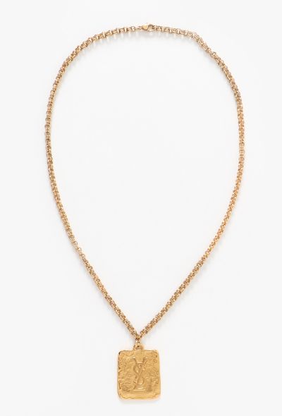 Saint Laurent Vintage Hammered Logo Sautoir - 1 Saint Laurent Vintage Hammered Logo Sautoir - 1