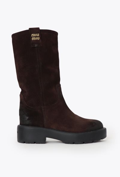Miu Miu 2022 Suede Moto Boots - 1 Miu Miu 2022 Suede Moto Boots - 1