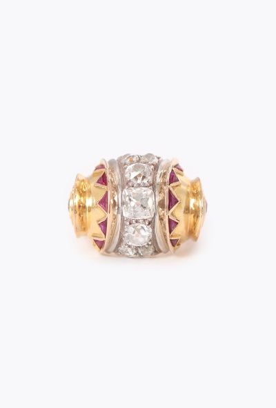 Vintage Fine Jewelry 18k Yellow Gold, Diamond & Ruby Ring - 1 Vintage Fine Jewelry 18k Yellow Gold, Diamond & Ruby Ring - 1