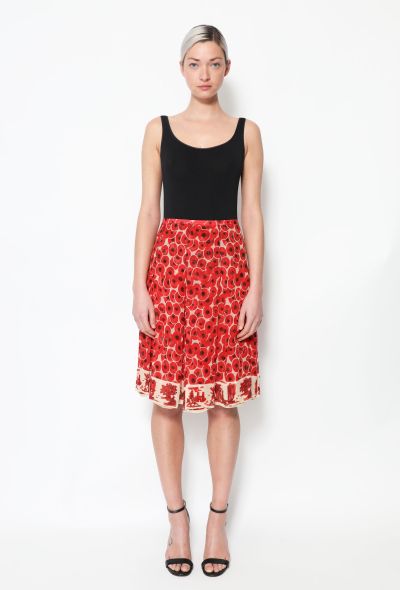                             Graphic Poppy Silk Skirt - 1