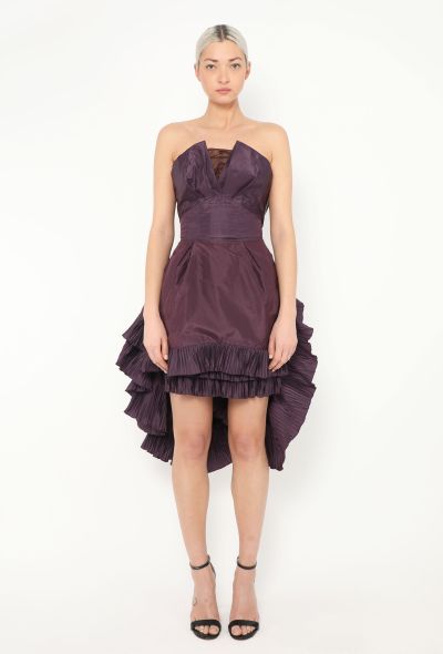 Saint Laurent Ruffled Taffeta Bustier Dress - 1