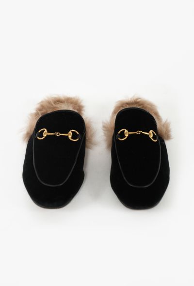 Gucci 2015 Velvet and Fur Princetown Slides - 2
