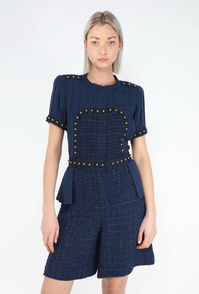 Chanel 2013 Pleated Stud Tweed Romper - 1
