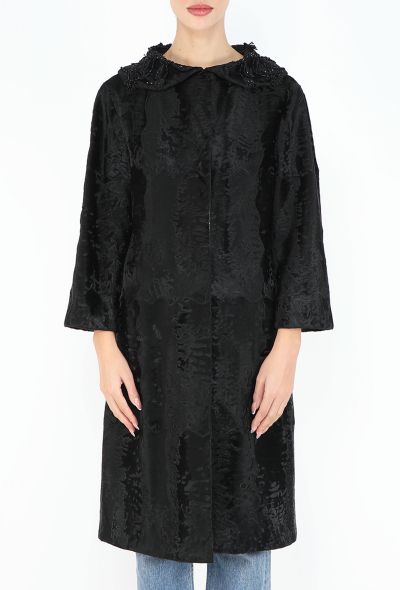 Prada Early 2000s Astrakhan Embroidered Coat - 2