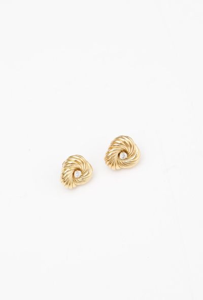 Vintage & Antique 18K Gold Twisted & Diamond Earrings - 2