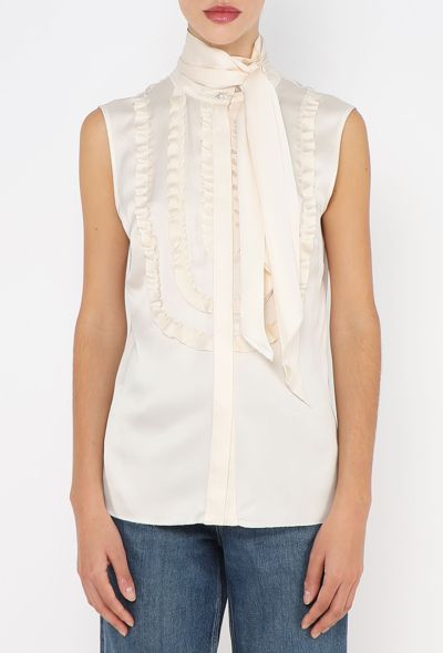 Chanel Ruffled Silk Lavallière Blouse - 2 Chanel Ruffled Silk Lavallière Blouse - 2