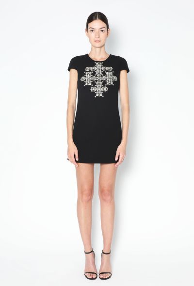 Saint Laurent Cross Stud Embellished Crêpe Dress - 2 Saint Laurent Cross Stud Embellished Crêpe Dress - 2