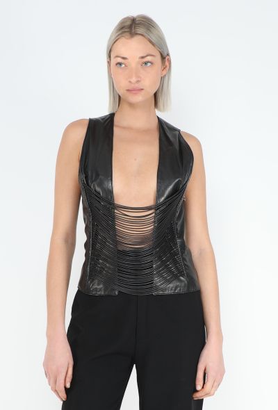 Helmut Lang ULTRA RARE F/W 1992 Leather Cord Vest - 1