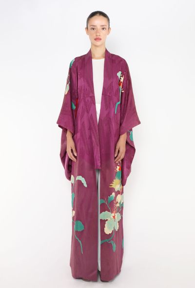 World Treasures Authentic Japanese Purple Floral Jacquard Kimono - 1 World Treasures Authentic Japanese Purple Floral Jacquard Kimono - 1