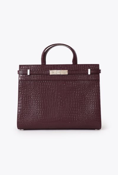 Saint Laurent Crocodile Embossed Manhattan Tote Bag - 1