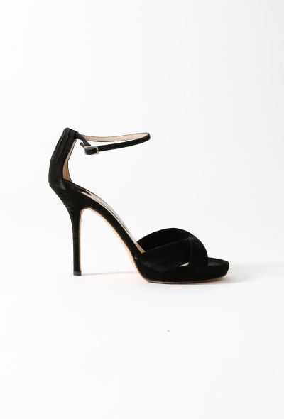                             Jimmy Choo Suede Strappy Sandals - 1