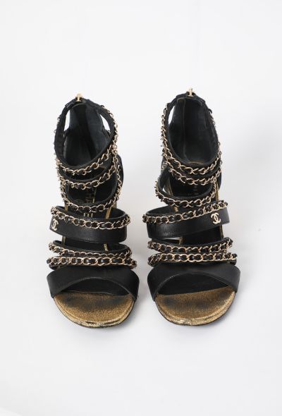 Chanel Chainlink Leather Gladiator Sandals - 2