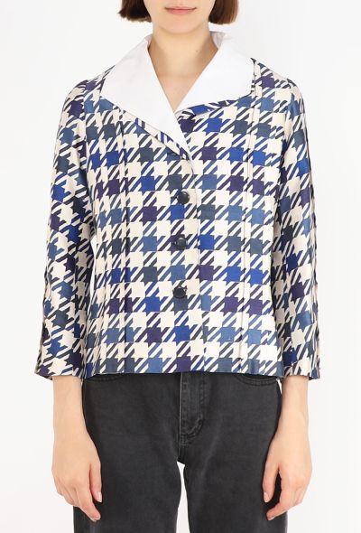 Chanel Haute Couture Silk Houndstooth Jacket, Late 1950s - 1
