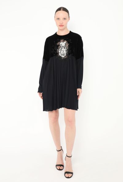 Jean Paul Gaultier '90s Embroidered Velvet Portrait Dress - 2 Jean Paul Gaultier '90s Embroidered Velvet Portrait Dress - 2