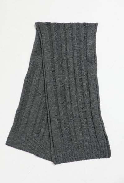                             Ribbed Cashmere Knit Scarf - 1