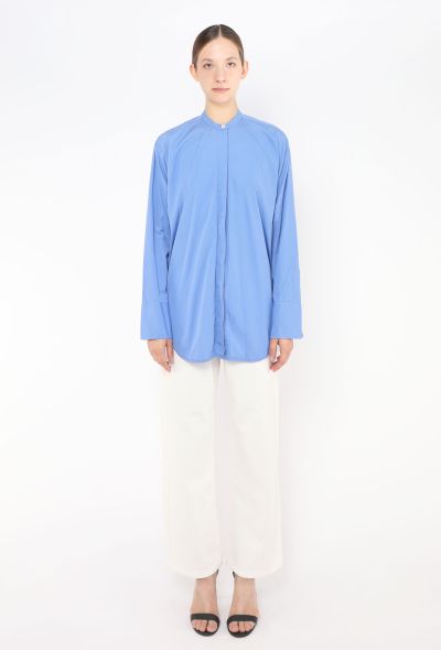 Céline Blue Collarless Cotton Tunic - 1