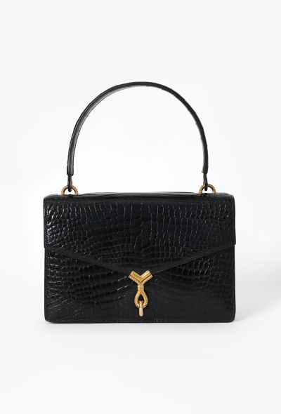 Hermès Vintage Black Porosus Cordelière Bag - 1