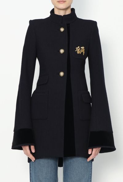 Balenciaga 2007 Embossed Velvet Trim Coat - 2 Balenciaga 2007 Embossed Velvet Trim Coat - 2