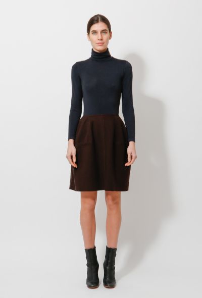                                         Braided Trim Wool Skirt -1