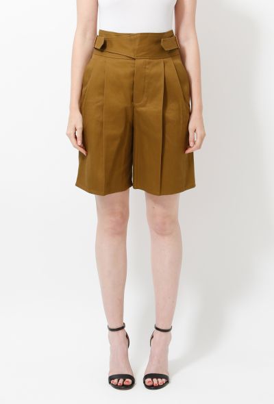                                         Khaki Pleated Shorts-2