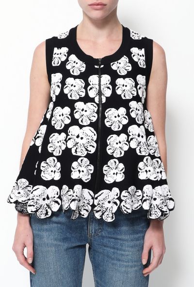                             Floral Flared Zip Top - 1