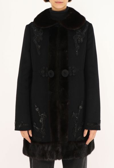 Prada Mink Trim Embroidered Coat, 2004 - 2