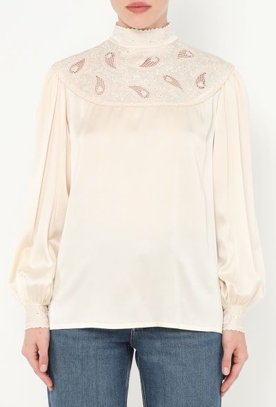 Hanae Mori '80s Embroidered Silk Blouse - 1 Hanae Mori '80s Embroidered Silk Blouse - 1
