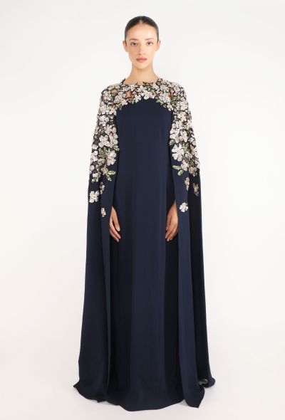 Oscar De La Renta Floral Hand-Embroidered Cape Gown, 2025 - 1