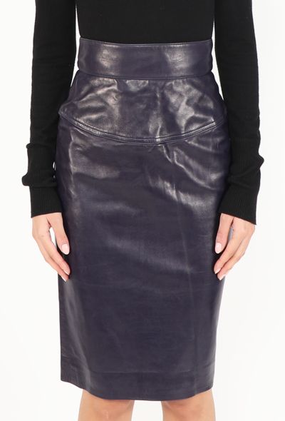 Alaïa 1987 Leather Pencil Skirt - 2