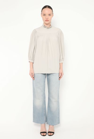 Céline 2021 Pleated Ruffled Silk Blouse - 2