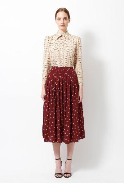                             Vintage Print Pleated Skirt - 1