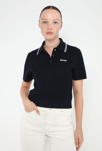 Miu Miu 2022 Cable-Knit Polo Top - 2