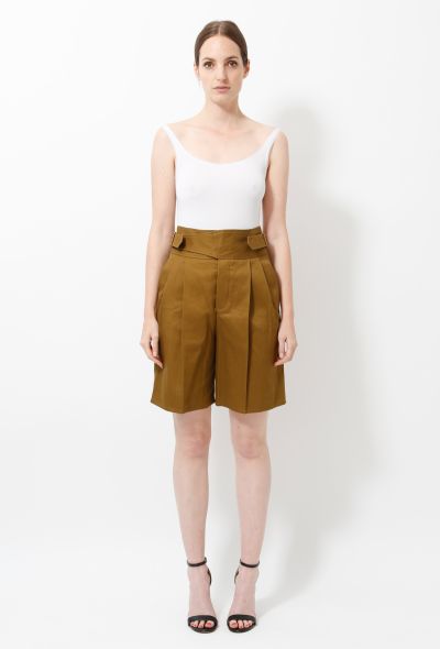                                         Khaki Pleated Shorts-1