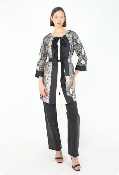 Prada 2009 Snake Print Belted Silk Jacket - 1