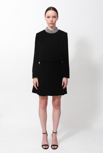                                         F/W 2014 Collar Embellished Velvet Dress-1
