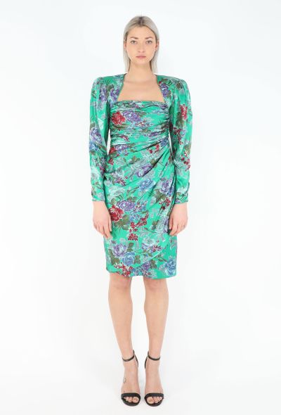Emanuel Ungaro '80s Floral Draped Silk Dress - 1