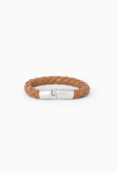 Prada Woven Saffiano Leather Bracelet Brown - 1