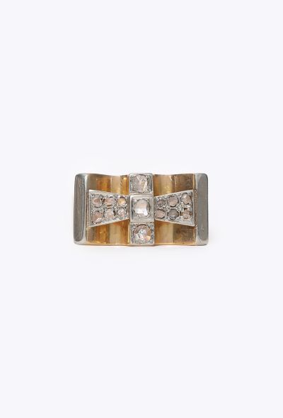 Vintage Fine Jewelry Vintage 18K Gold & Diamond Tank Ring - 1