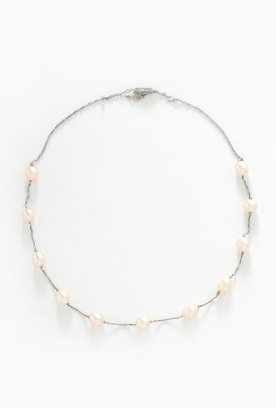 Vintage Fine Jewelry 1930s 18k White Gold & Pearl Necklace - 1 Vintage Fine Jewelry 1930s 18k White Gold & Pearl Necklace - 1