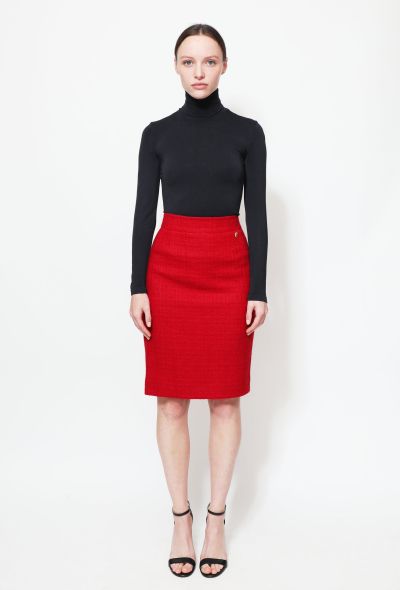 Chanel Scarlet Tweed Skirt - 1