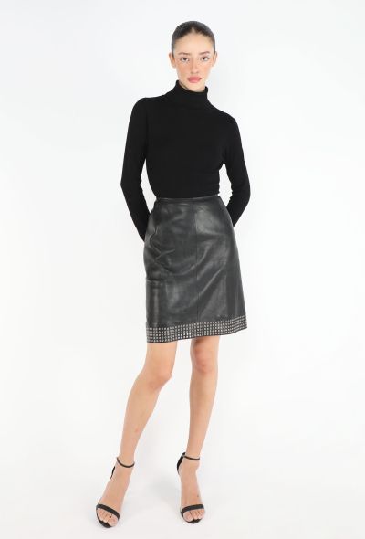 Alaïa Eyelet Trim Lambskin Skirt - 1