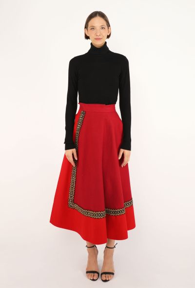 Lanvin Embroidered Flared Wrap Skirt, 1950s - 2