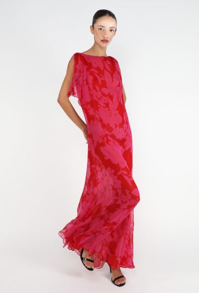 Saint Laurent STUNNING 1997 Elbaz Floral Chiffon Dress - 1