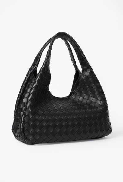 Bottega Veneta Campana Black Intrecciato Small Shoulder Bag - 2
