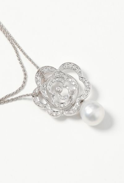 Vintage Fine Jewelry 18k White Gold, Diamond & Pearl Necklace - 2