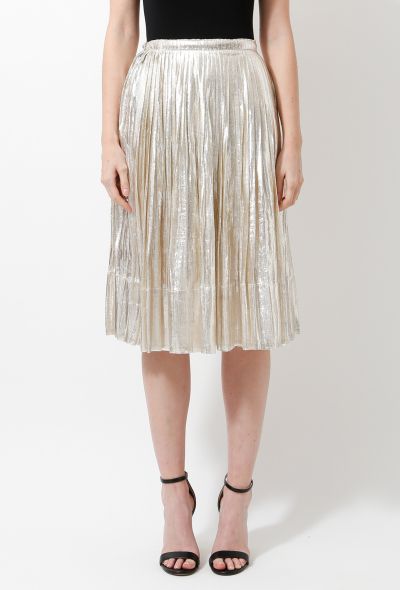                             Silver Lamé Pleated Skirt - 2